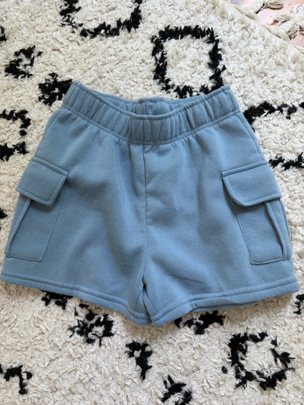 Women's Dusty Blue Cargo Shorts with Elastic Waist